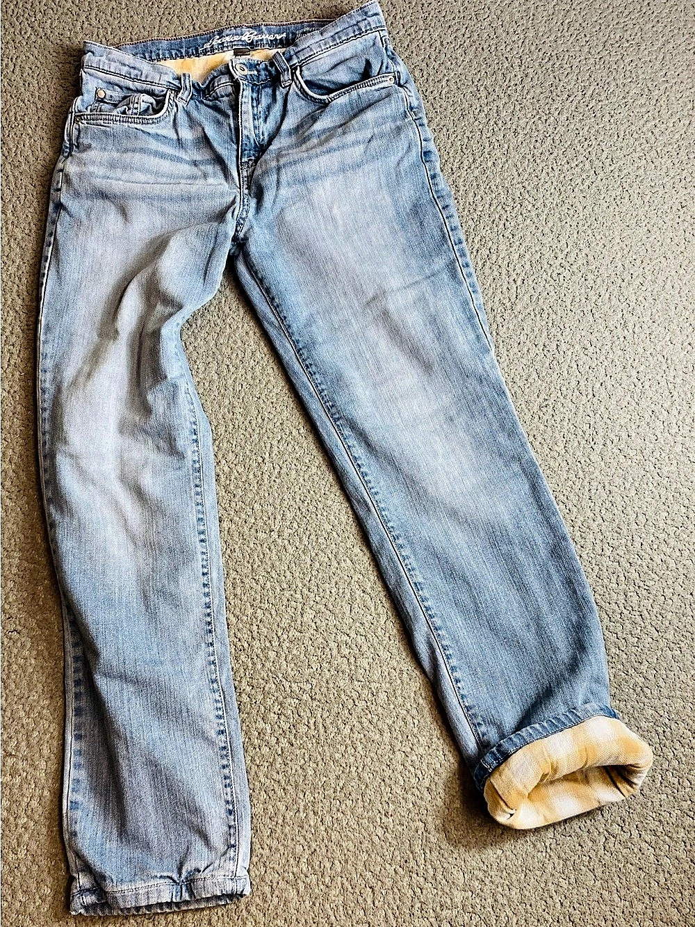 Eddie Bauer Women's Boyfriend Flannel Lined Jean Denim Straight Leg size 4